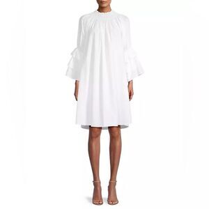 NWT Harshman Women's Daphne Ruffled Shift Minidress  White Large